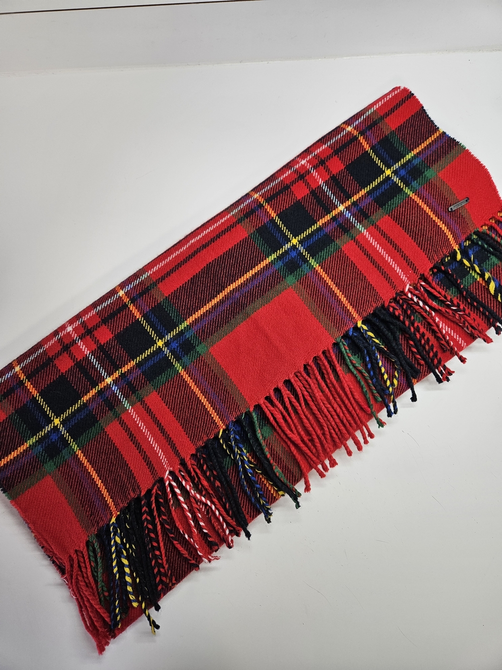 Abercrombie & Fitch Red Tartan Plaid Blanket Fringe Scarf
